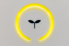 blue and white round logo