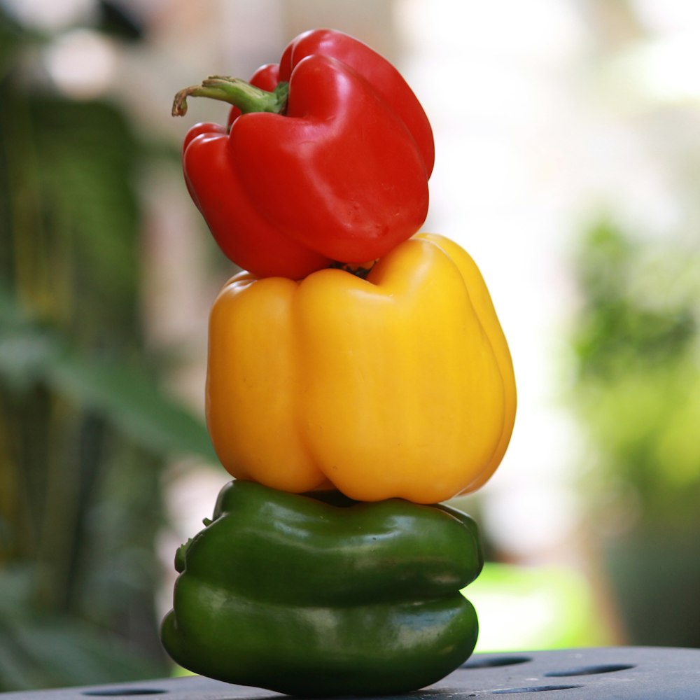 red yellow and green bell peppers
