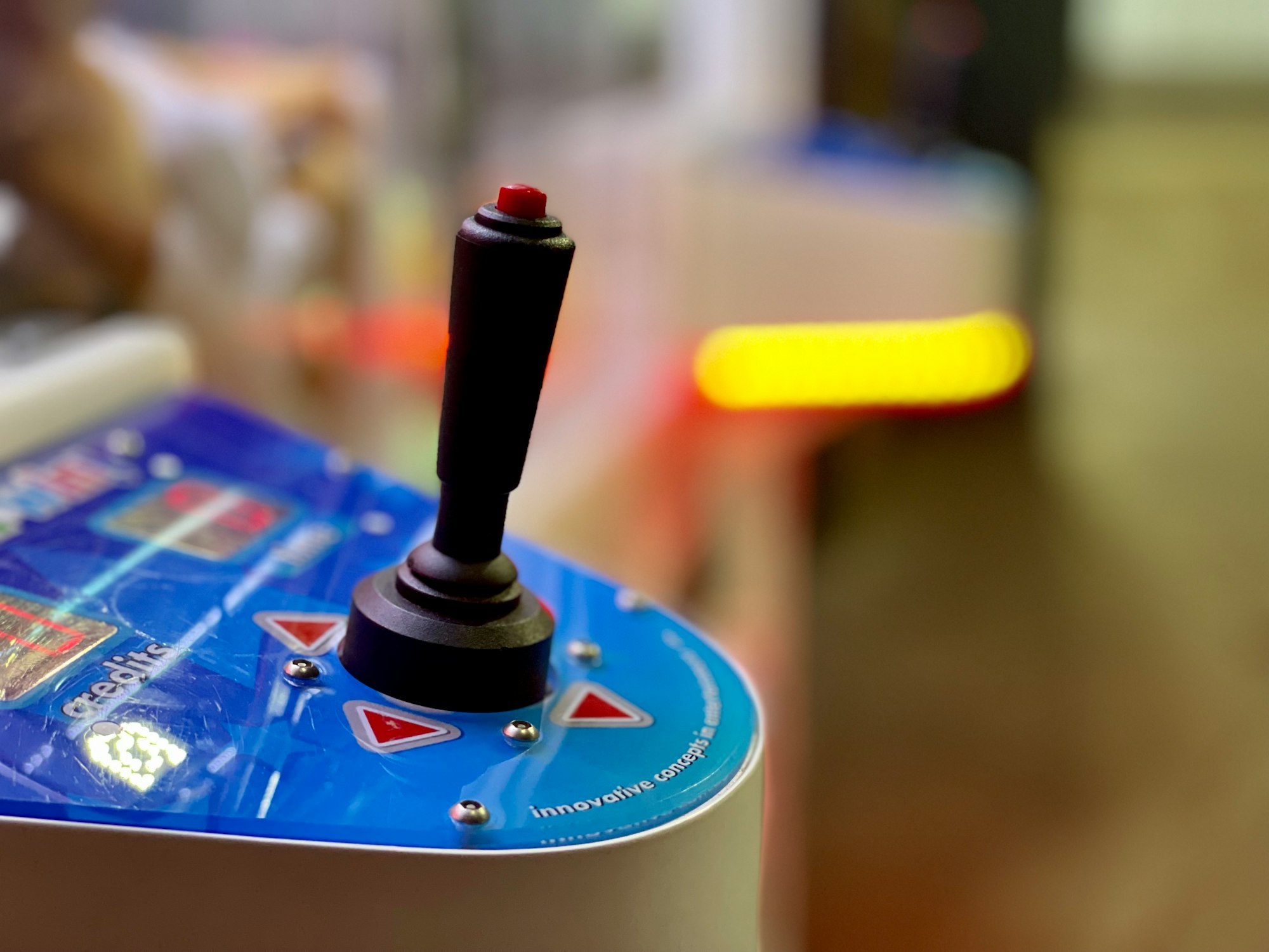 Close-up image of a gaming joystick