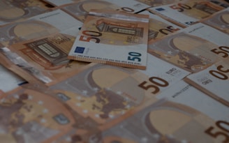 50 euro bill on brown and white table
