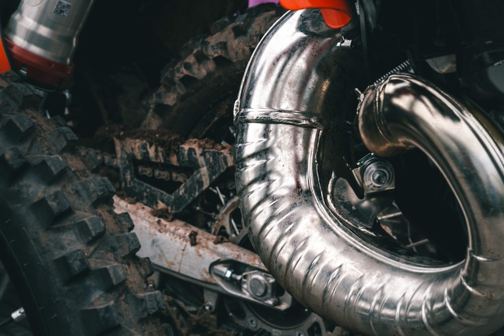 black and silver motorcycle engine