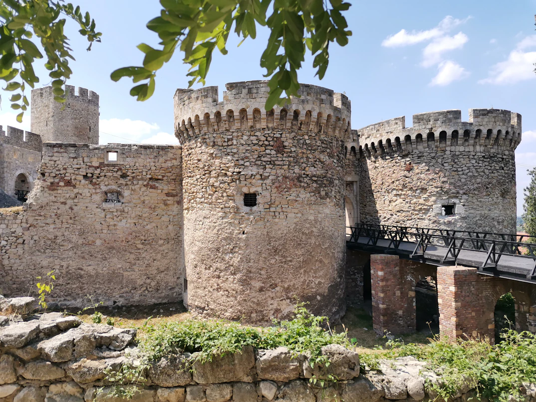 The historical Belgrade Fortress at sunset