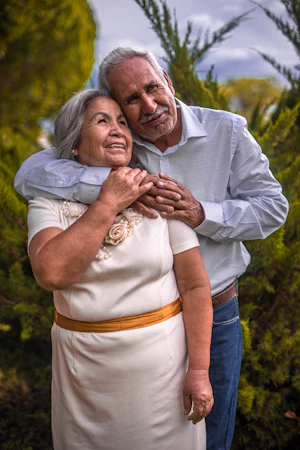 Pareja de adultos mayores sonriendo