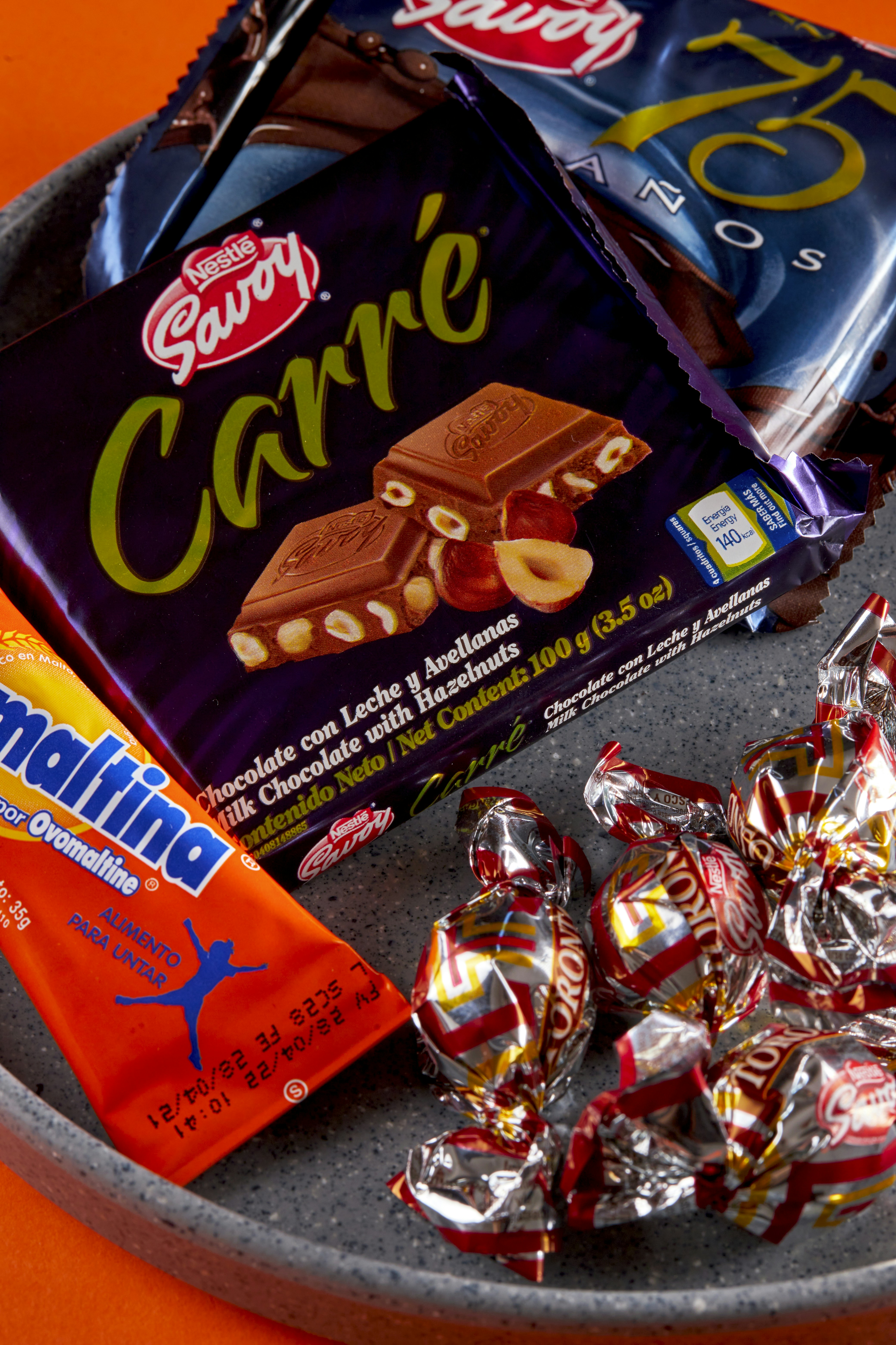 orange and blue labeled pack