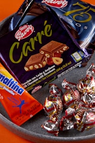 orange and blue labeled pack