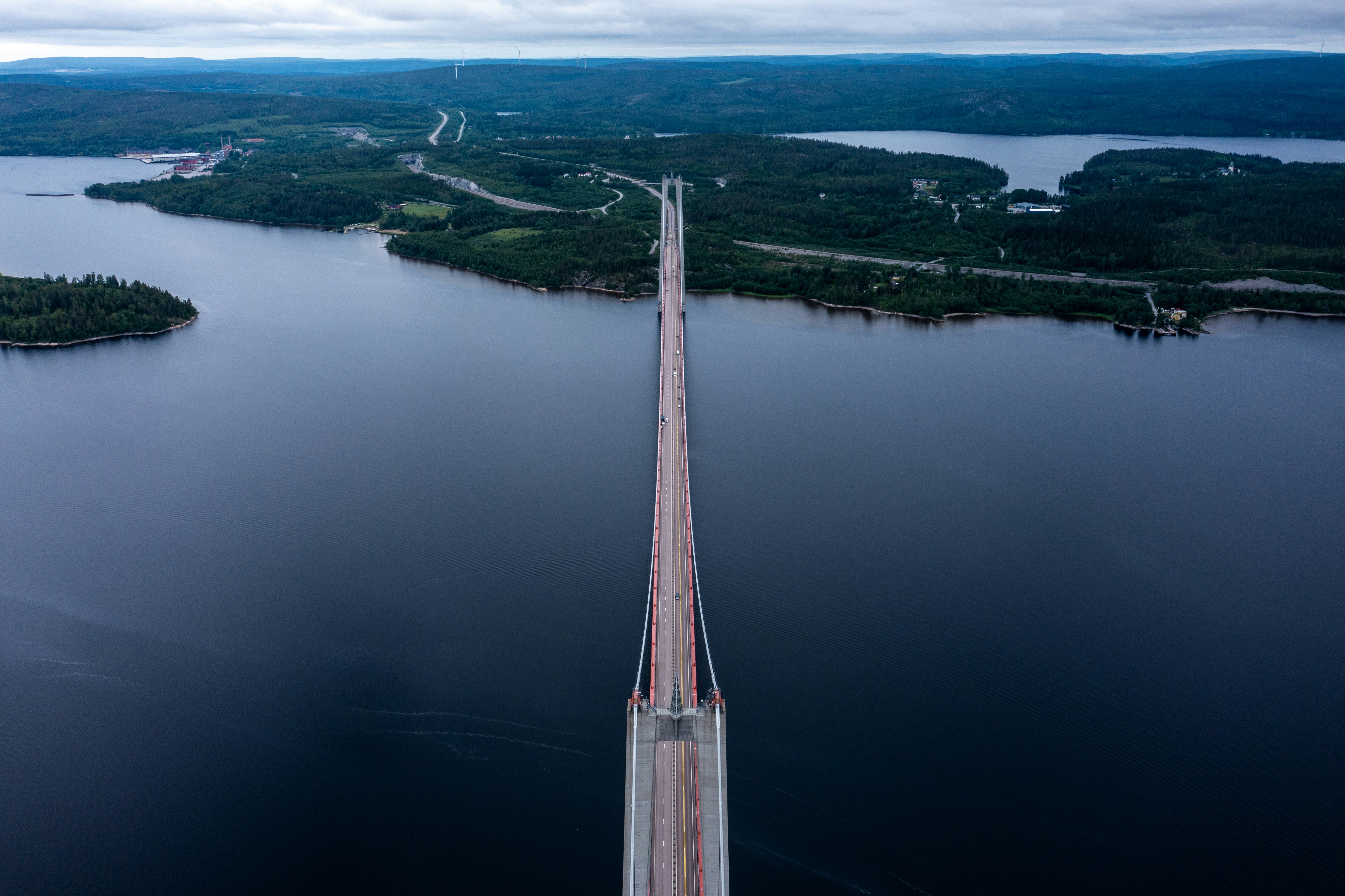 aerial view of a bridge over a river