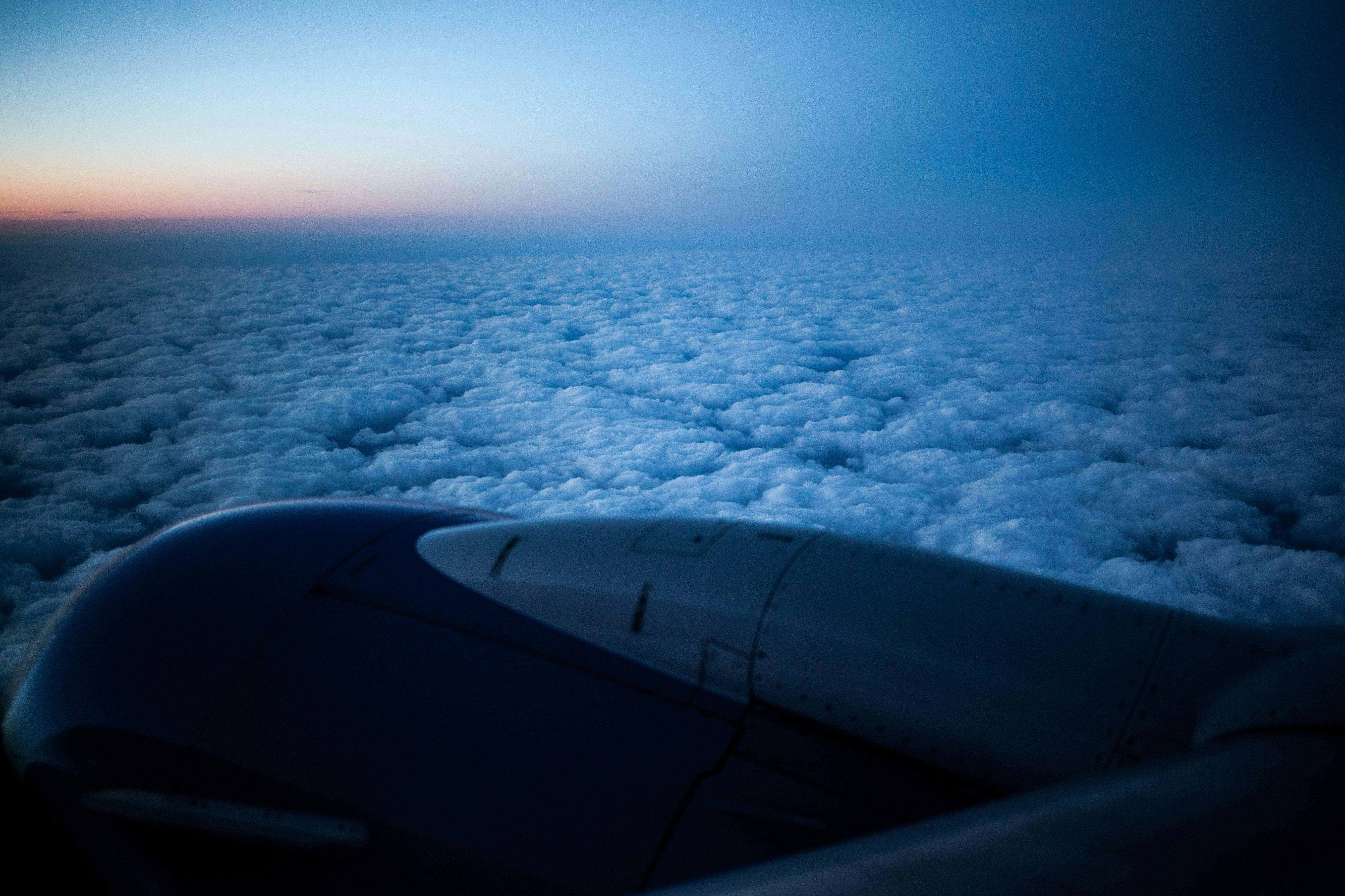 airplane window view of clouds