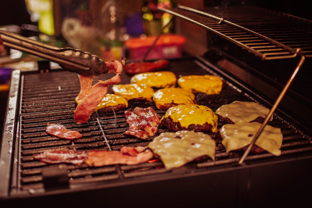 grilled meat on black grill