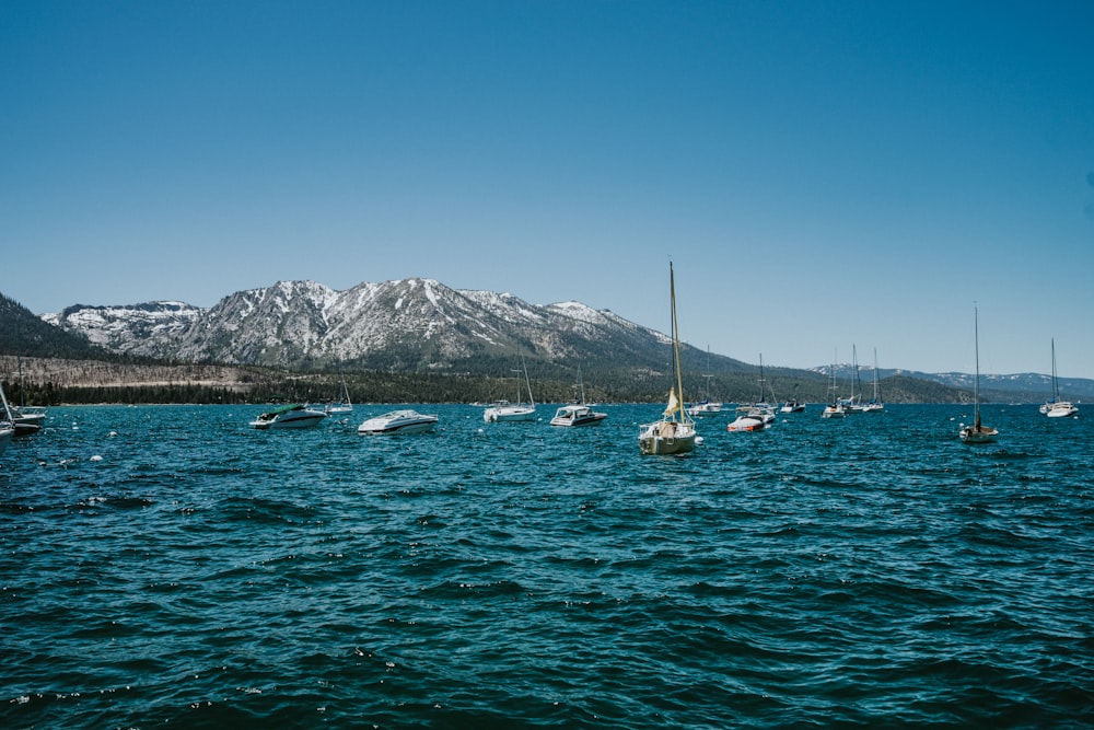 white boat on sea near mountain during daytime