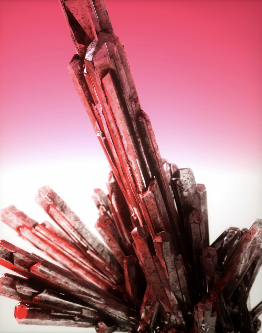 a cluster of rocks with a pink background