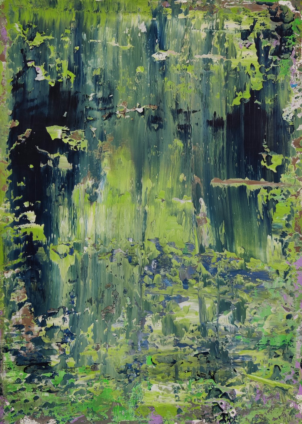 green and white abstract painting