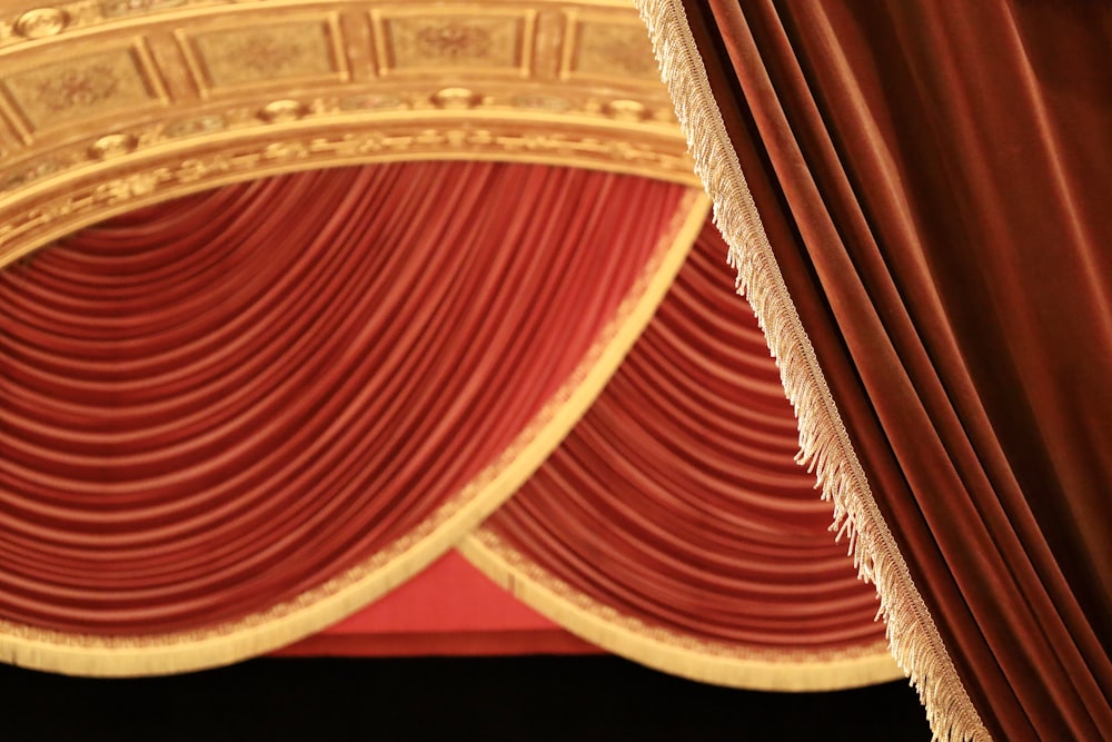 red and brown curtain illustration