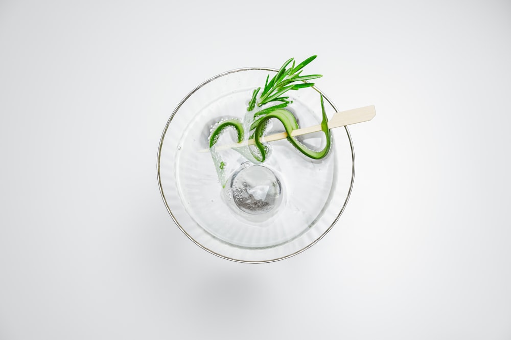 clear glass cup with green plant