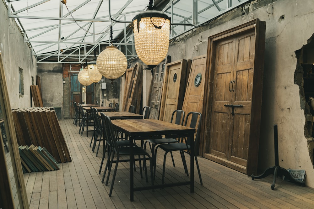 brown wooden table and chairs