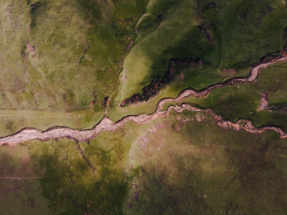 aerial view of green grass field