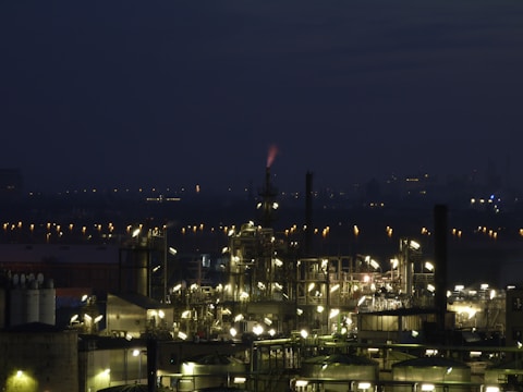 city skyline during night time