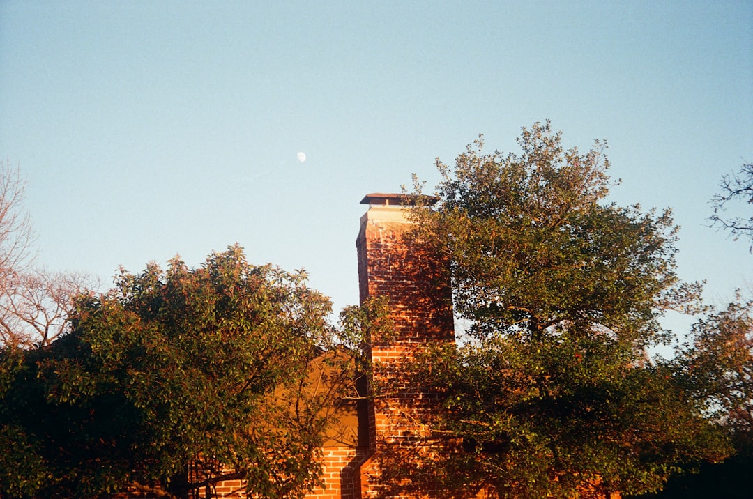 brown brick tower near green trees during daytime