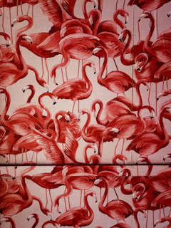 red and white floral wall