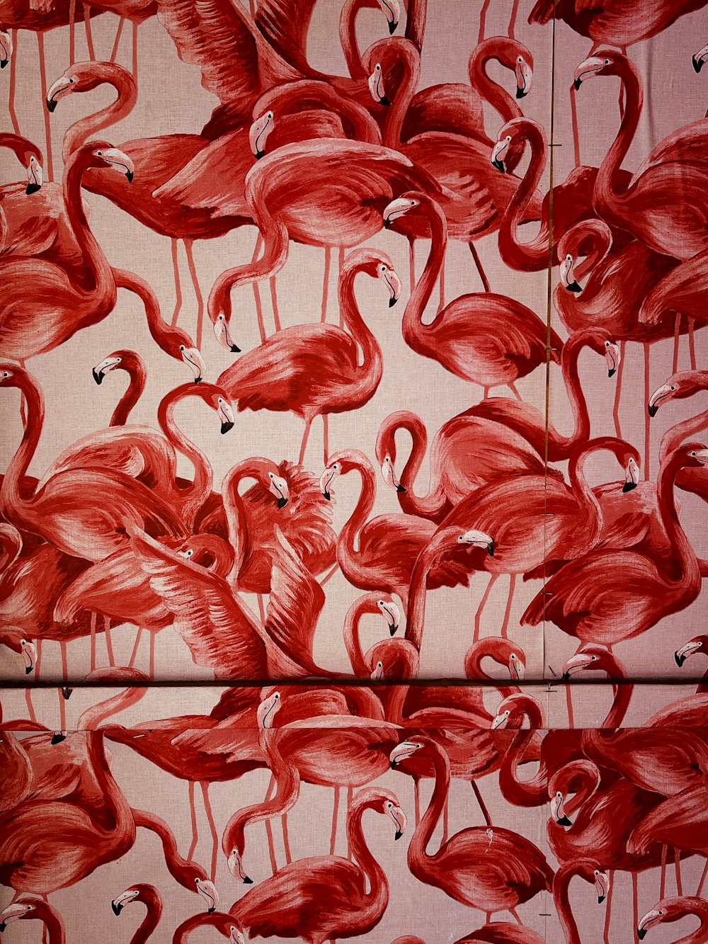 red and white floral wall