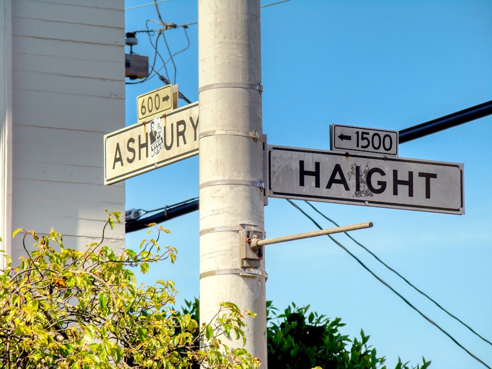 white and black street sign