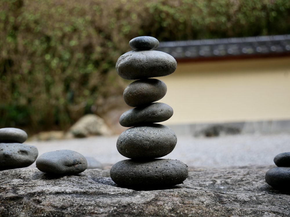 black and gray stone stack