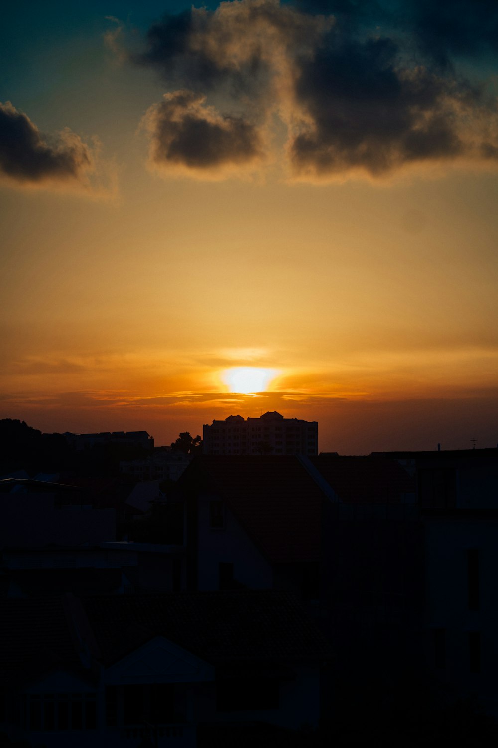 silhouette of buildings during sunset