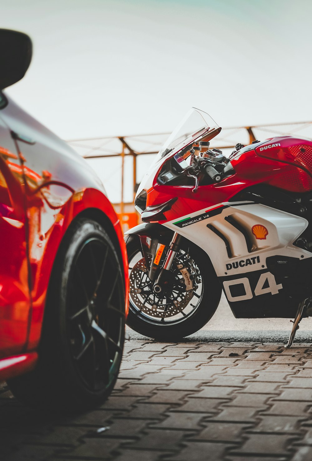 red and black sports bike