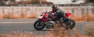 A powerful motorcycle on a racetrack.