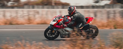 A powerful motorcycle on a racetrack.