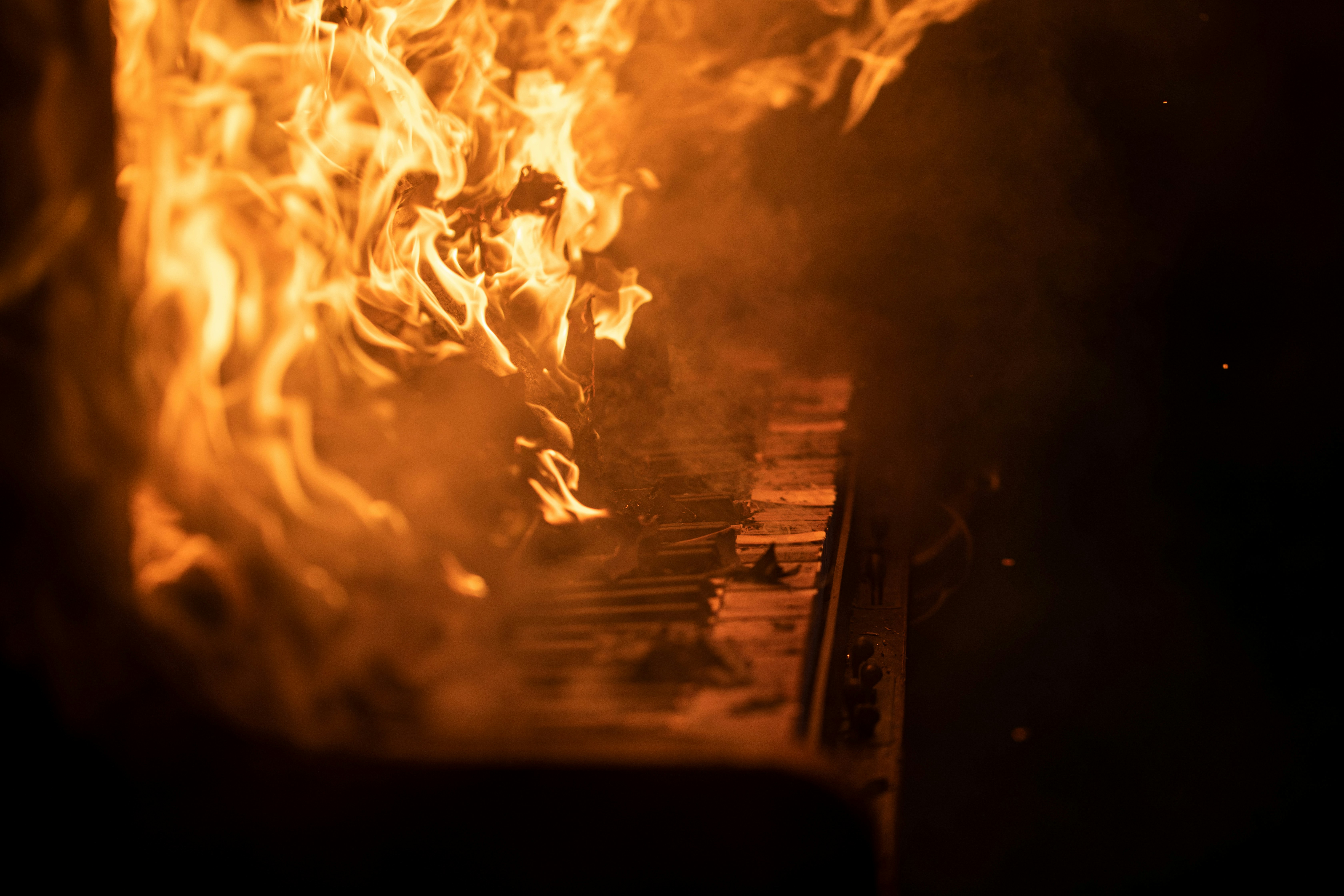 fire in the sky during night time