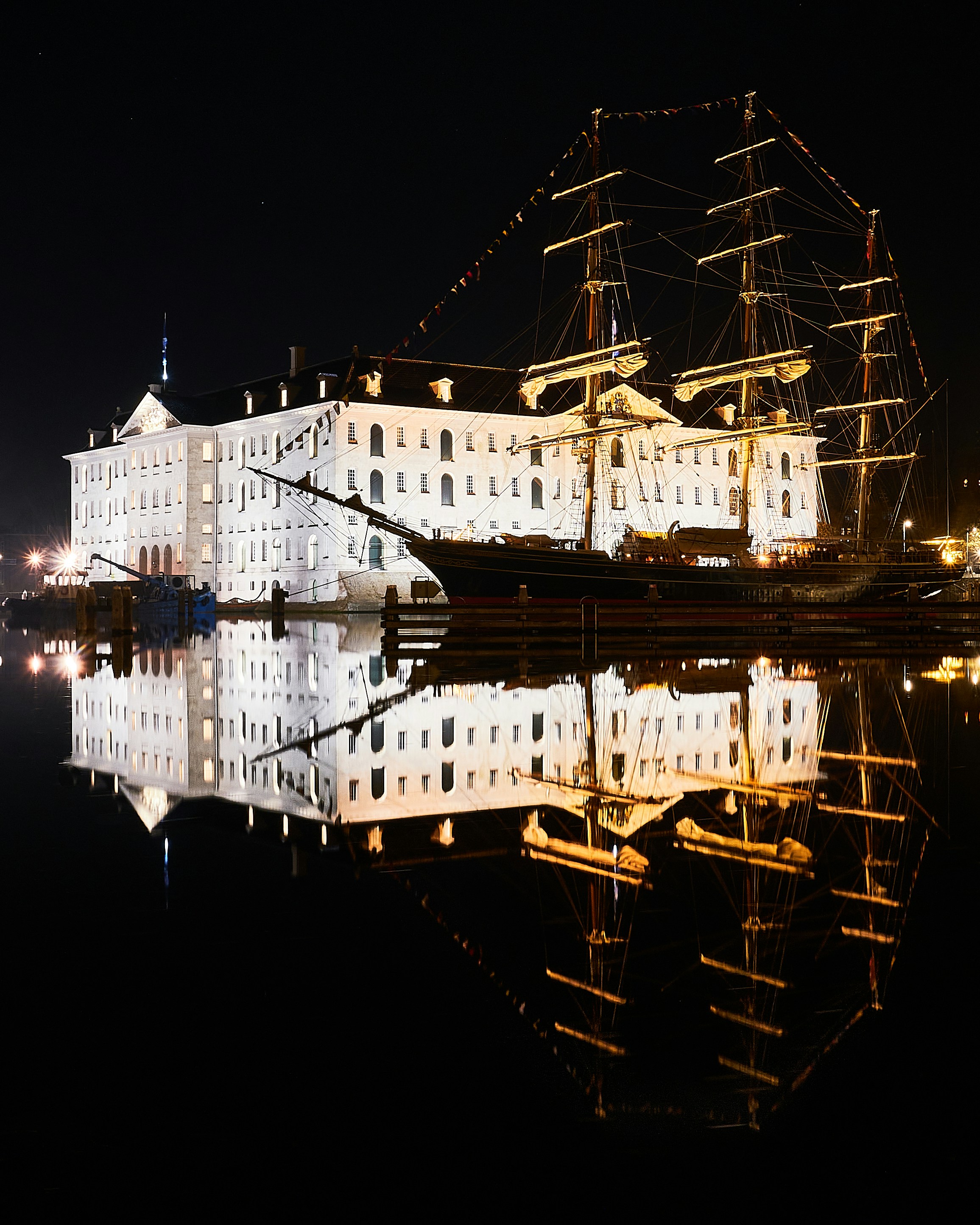 white and black building during night time