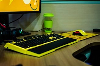 black and yellow computer keyboard