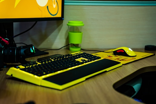 black and yellow computer keyboard