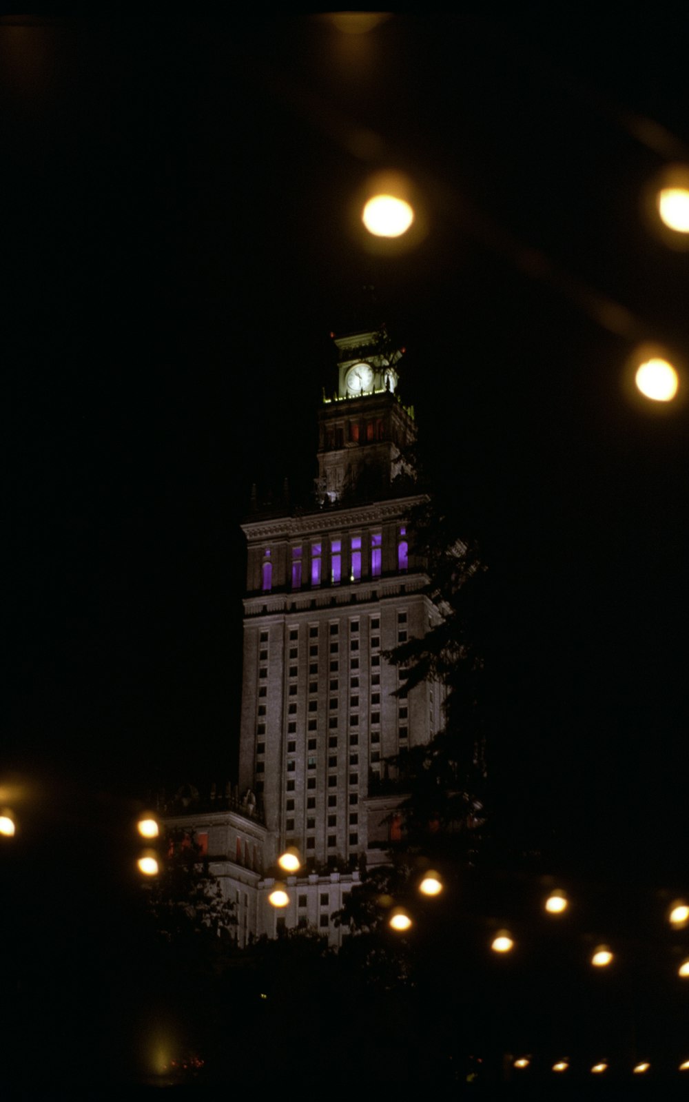 white concrete building during night time