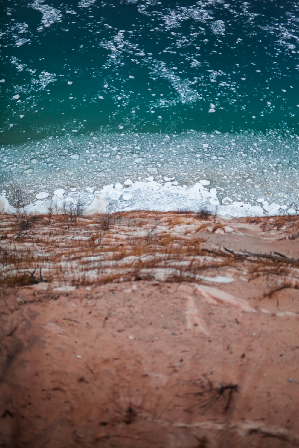 brown sand near body of water during daytime