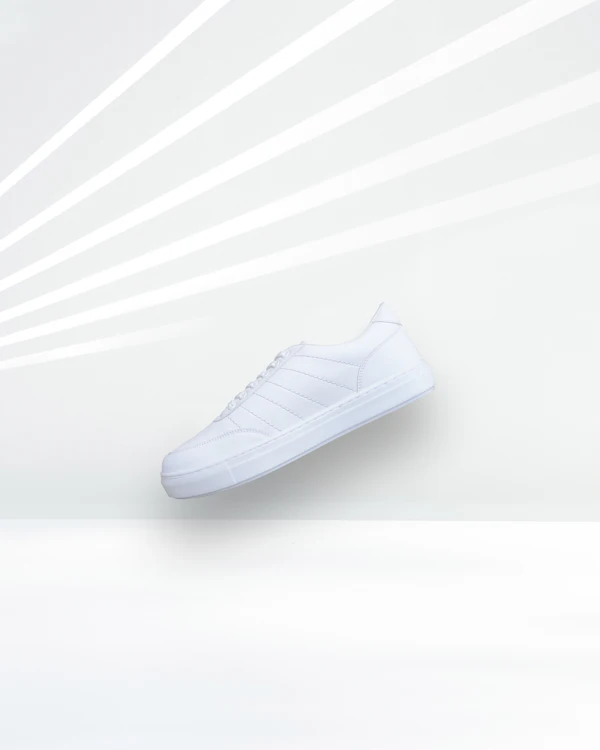 Baskets en cuir blanc blanc
