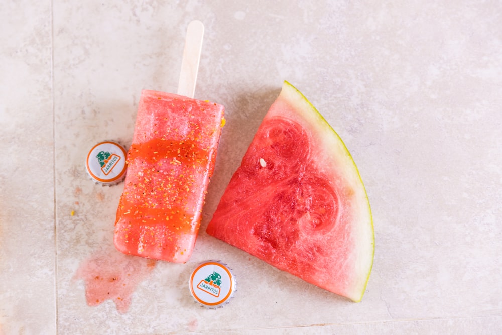 watermelon ice cream on white plastic cup