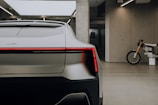 silver car in a garage