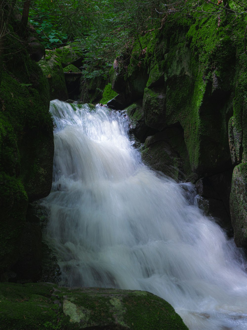 time lapse photography of water falls