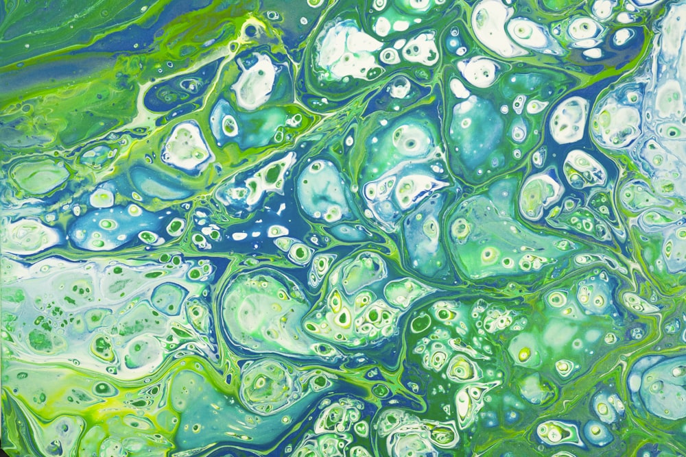 green and white abstract painting