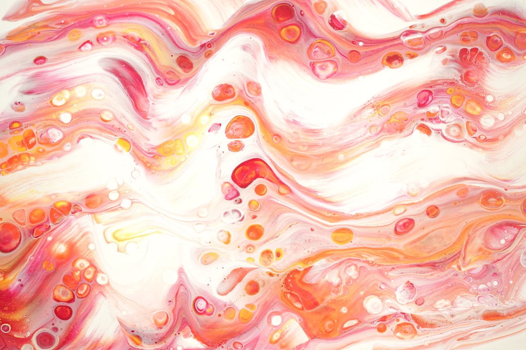 pink white and yellow abstract painting, Pink and orange flow