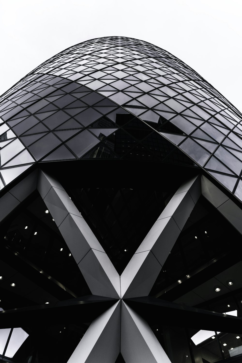 black and white glass building