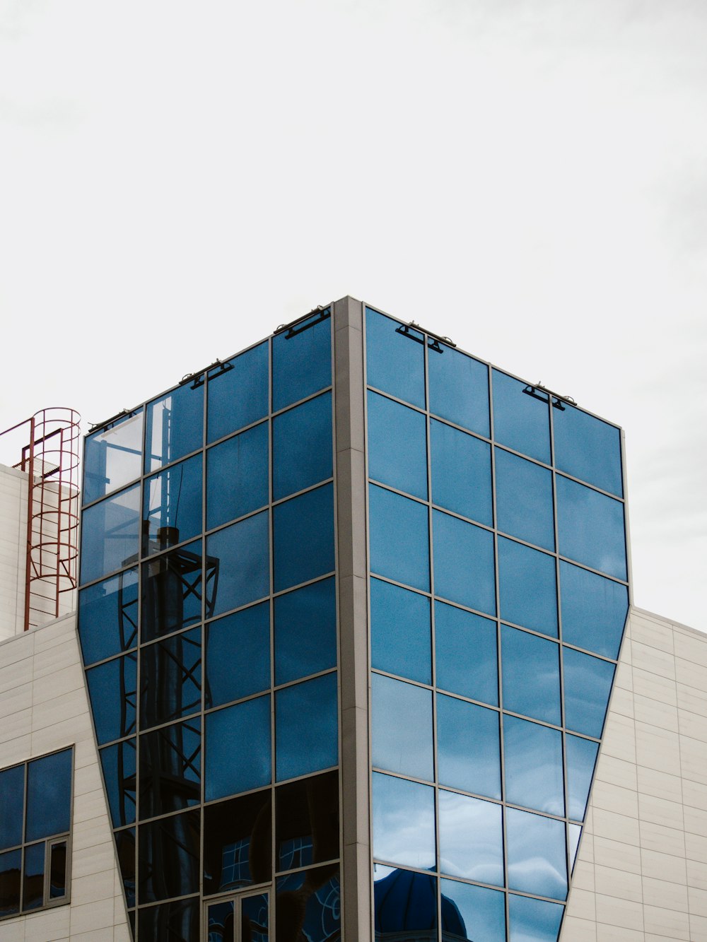 blue and white concrete building