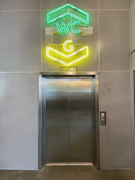 gray and black elevator door