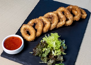 fried food on black textile