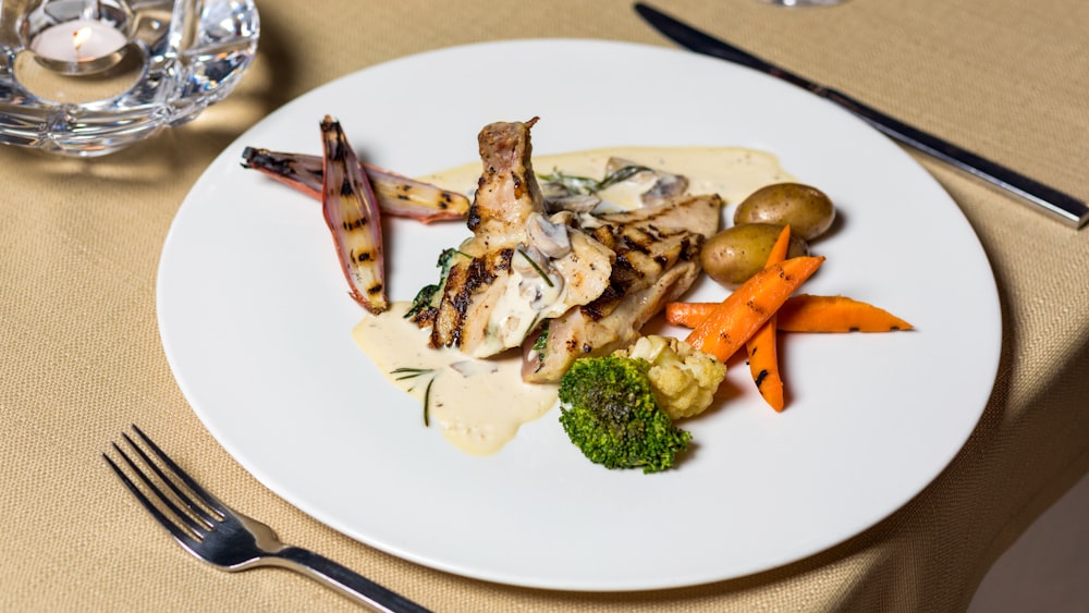 cooked food on white ceramic plate