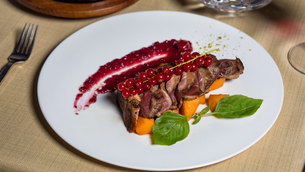 cooked food on white ceramic plate