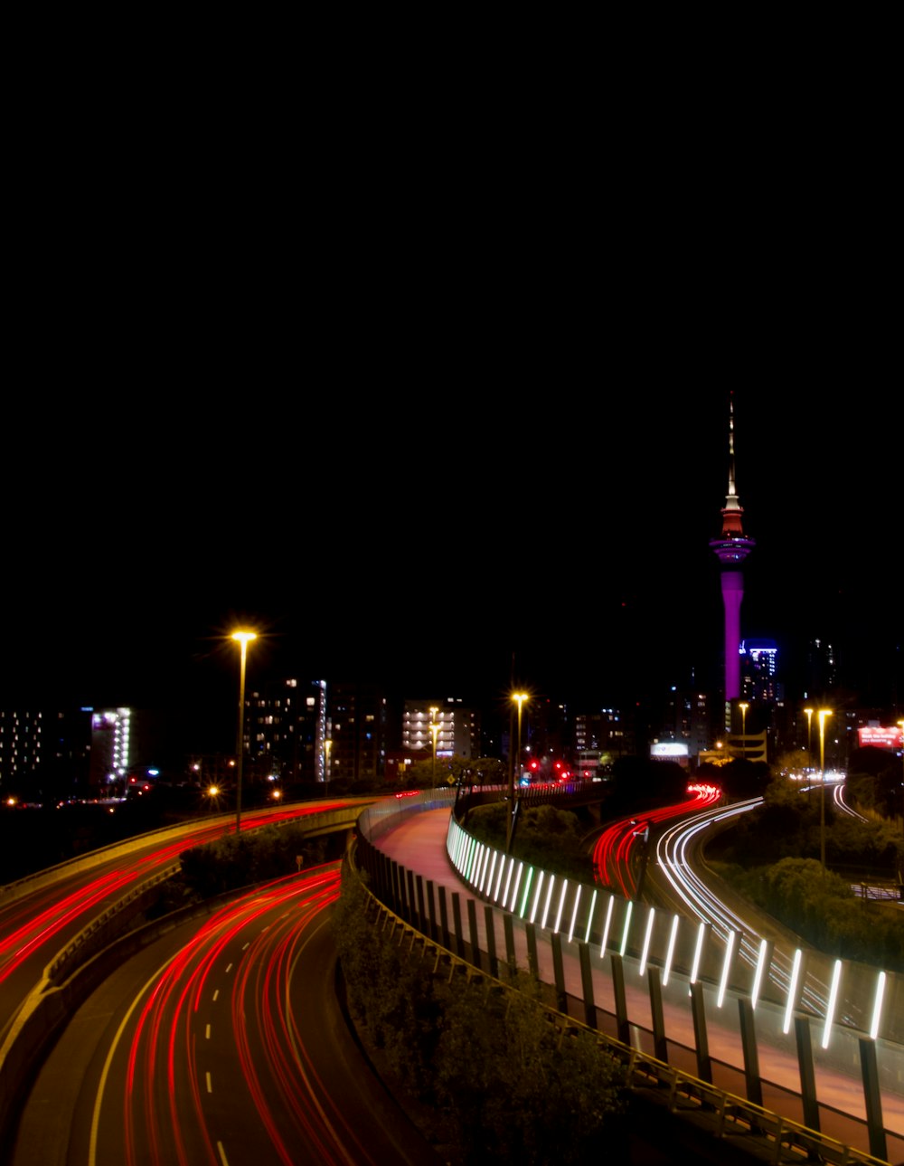 time lapse photography of city lights during night time