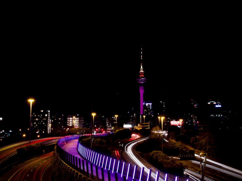 city lights during night time