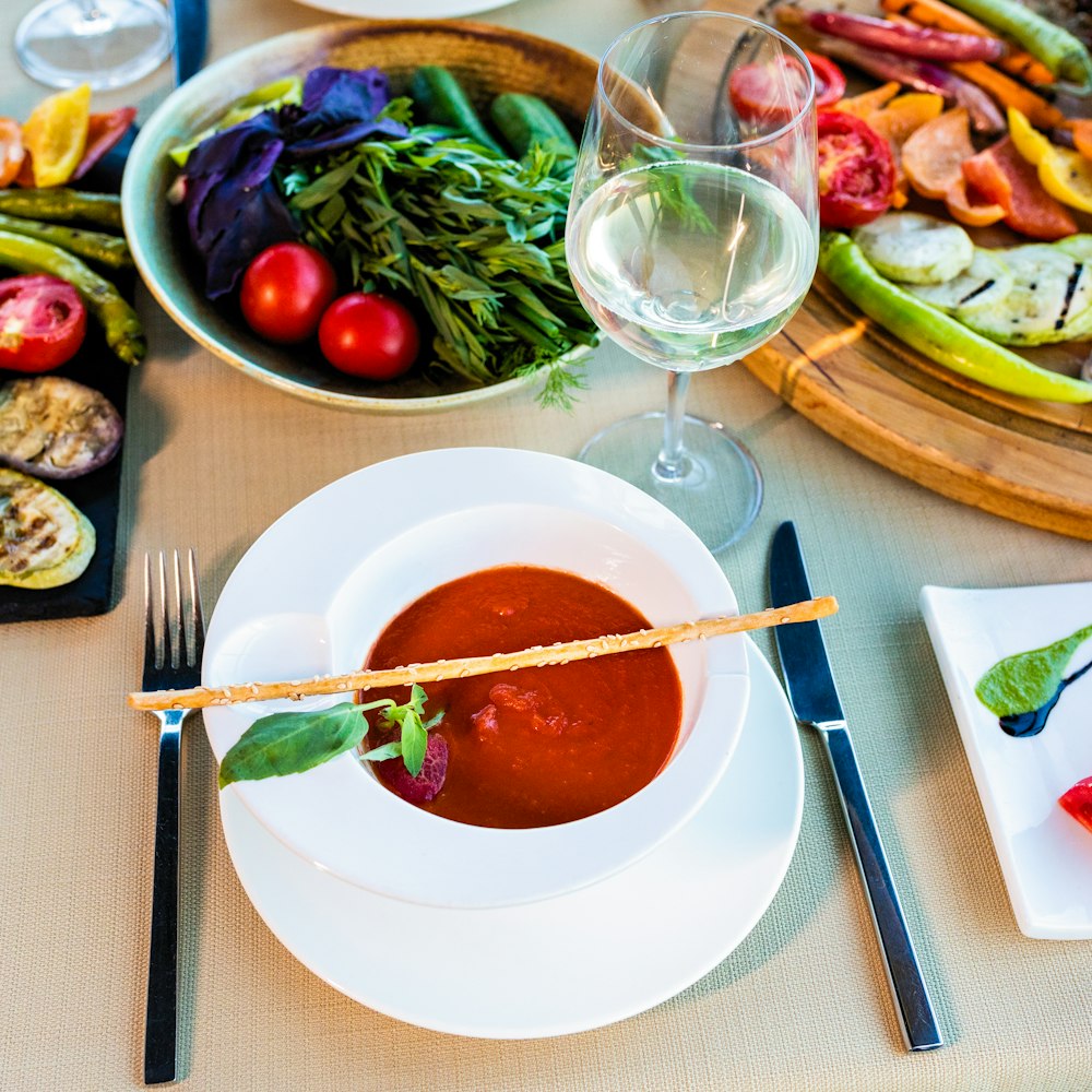 red sauce on white ceramic bowl